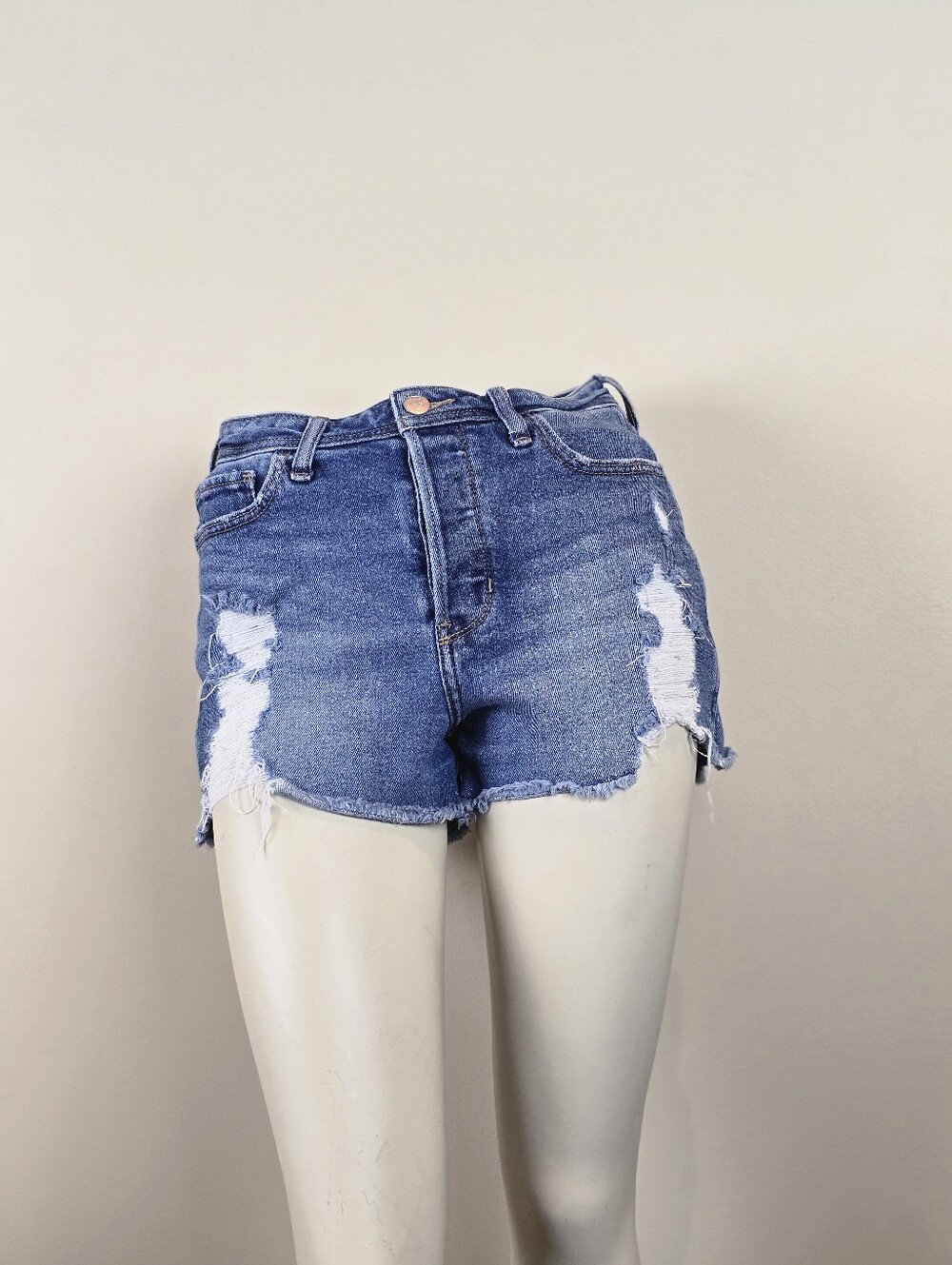 Hollister High Rise Boyfriend Distressed Denim Shorts W27 Vintage Stretch